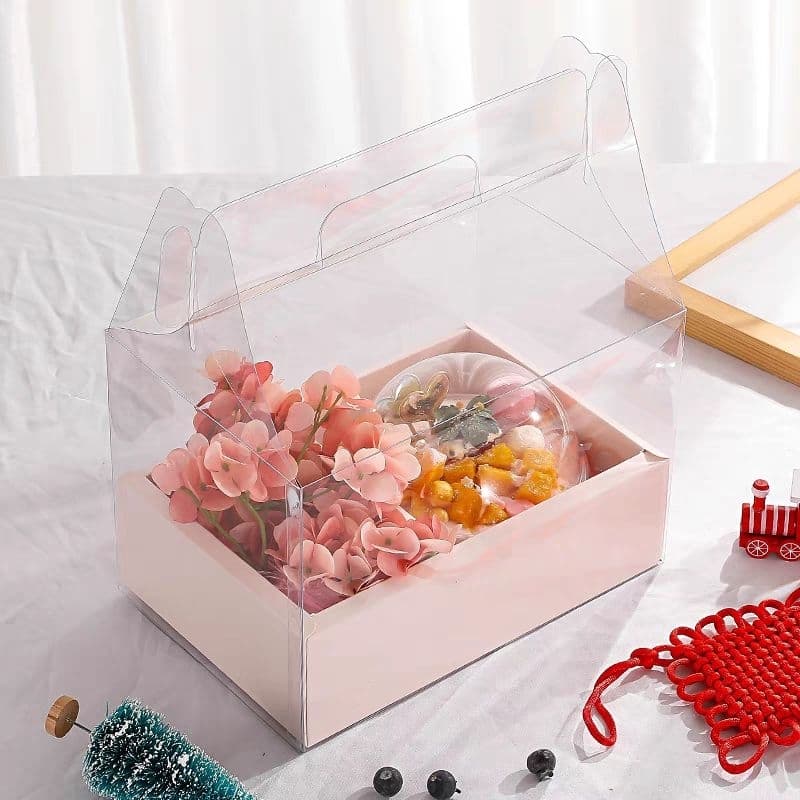 Hộp mica đựng sinh nhật , hộp 2 ngăn, hộp trong 2 ngăn