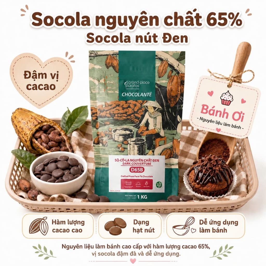 Socola nút ĐEN Puratos 65%