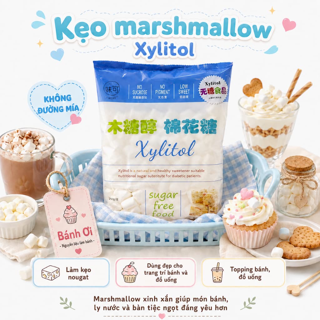 Kẹo Marshmalow không đường- Xilytol