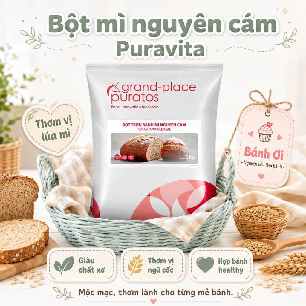 Bột bánh mì nguyên cám Puravita Wholemeal