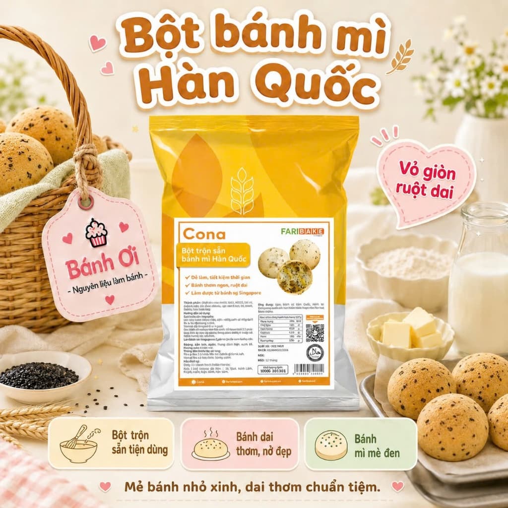 Bột Cona - Bột trộn sẵn bánh mì Hàn Quốc