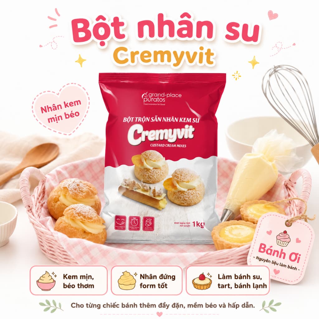 Bột trộn sẵn nhân su Cremyvit