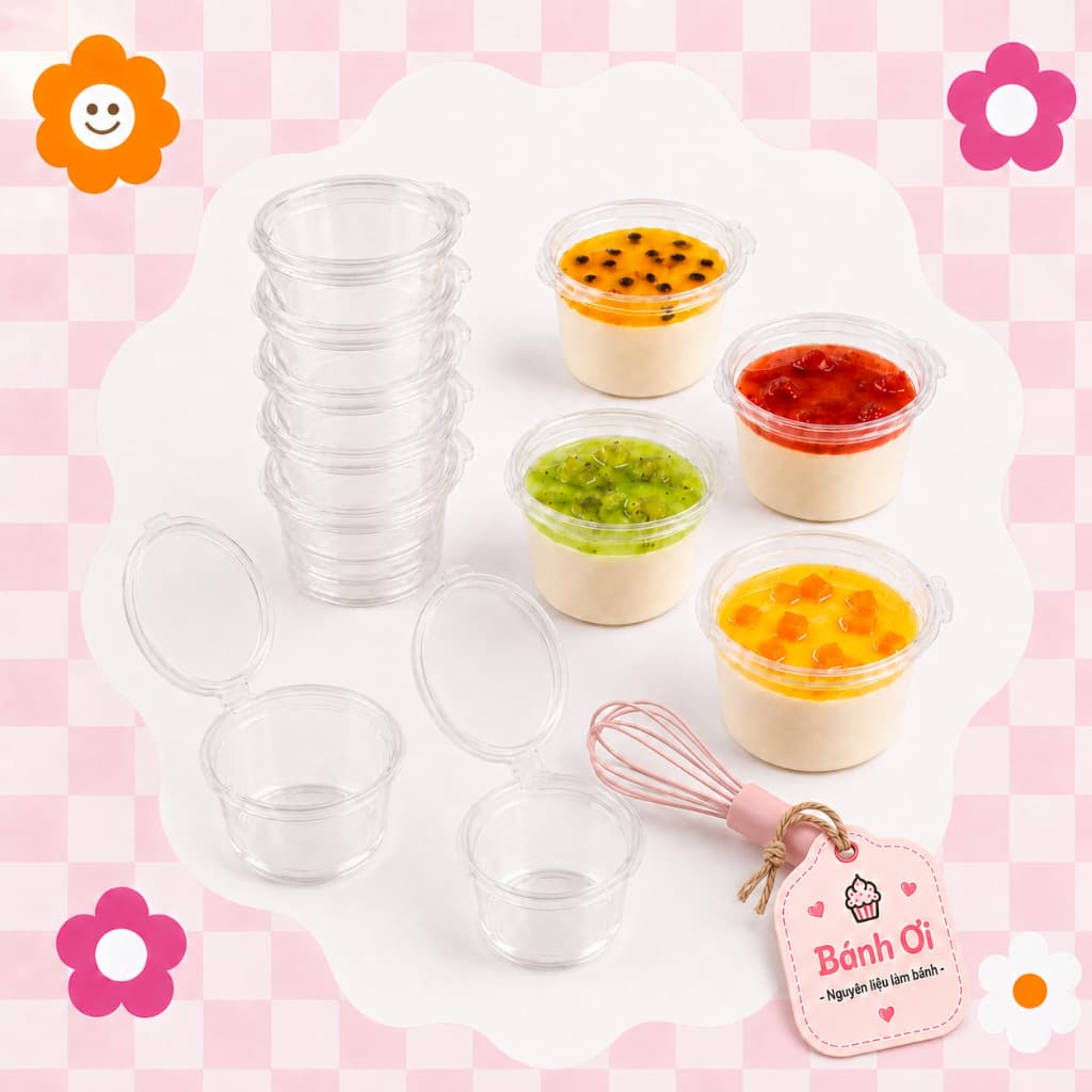 Hũ Nhựa Đựng Sốt , đựng panna cotta
