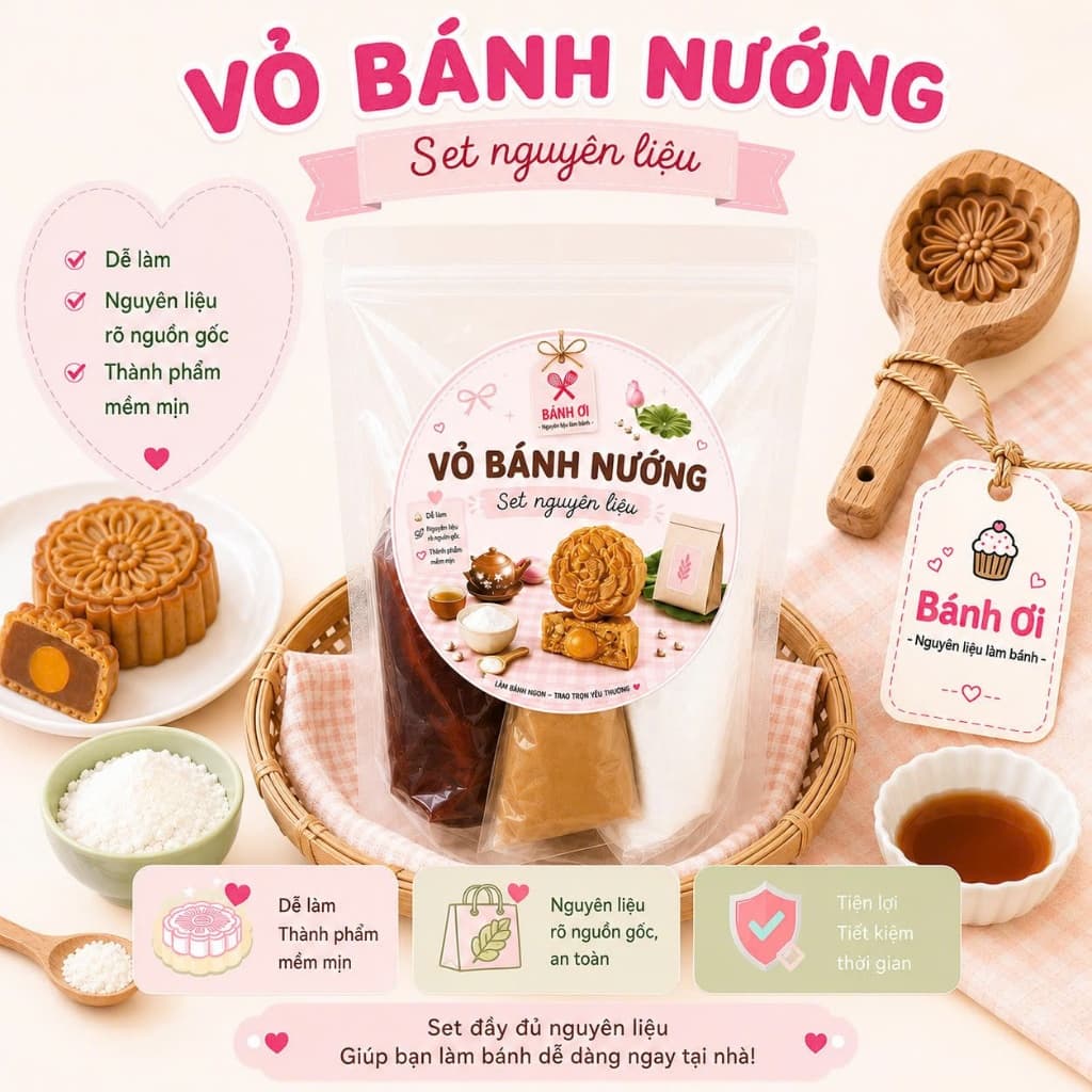 Set làm vỏ bánh trung thu nướng